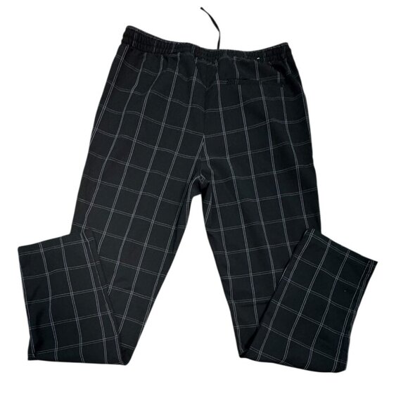 H&M Slim Fit Checked Black Pants Elasticized Waist w Drawstring Women's Sz M - Picture 4 of 7